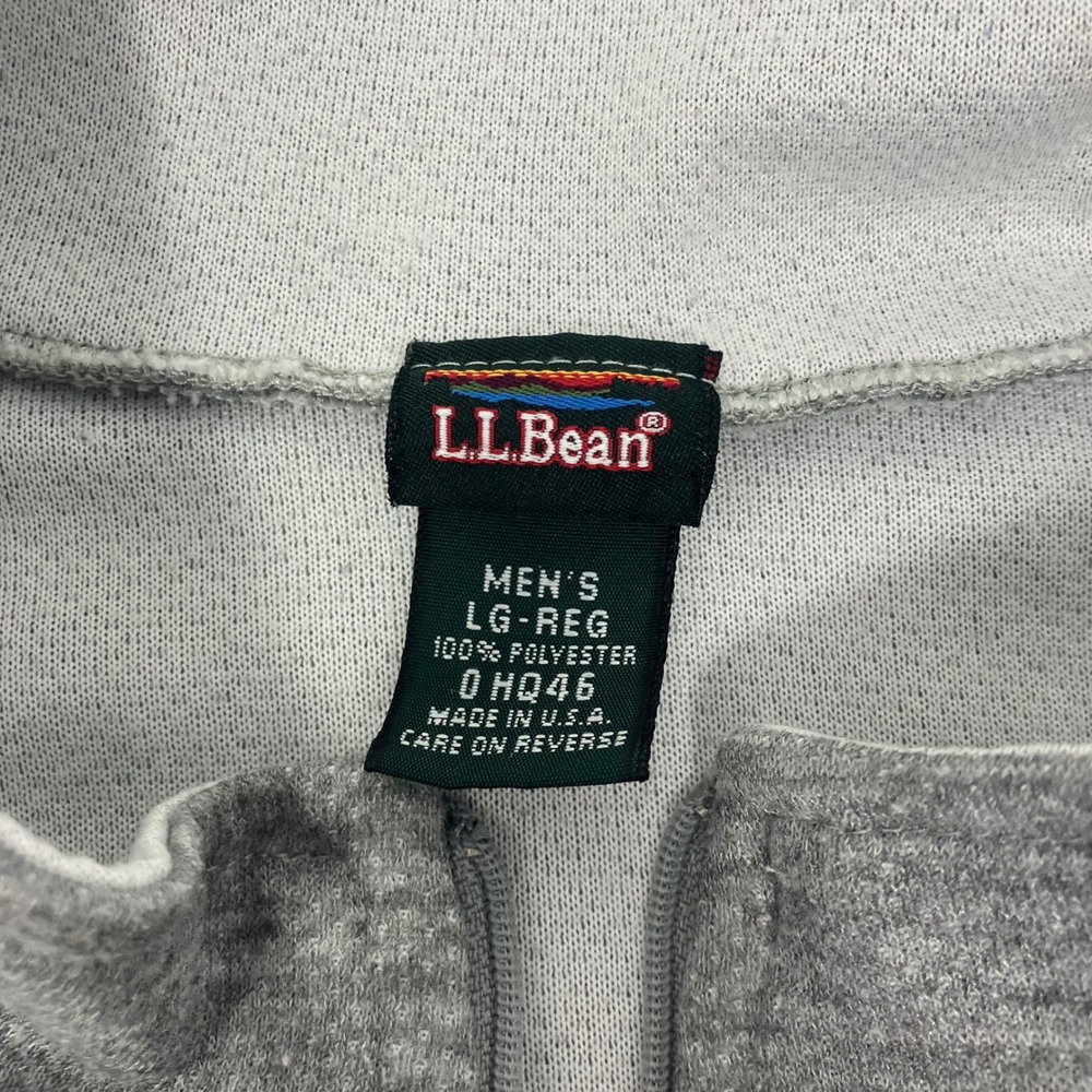 L.L.Bean Men's Large Gray Fleece Quarter Zip Pullover Thumb Holes Made in USA - Picture 4 of 7
